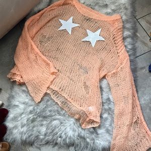 🌟Wildfox White Label Sequin Star Bra Sweater